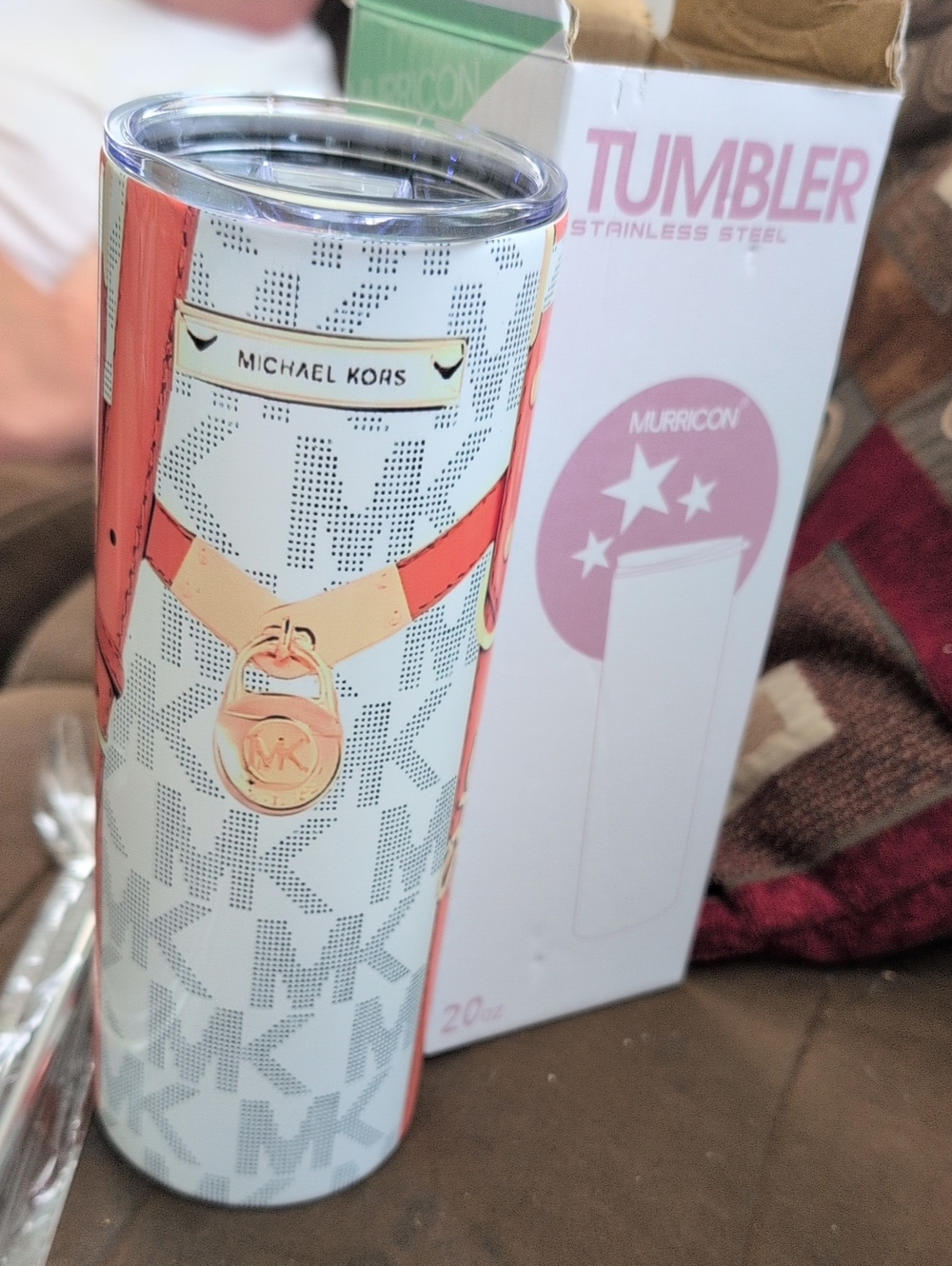 Michael Kors Geometric Tumbler in Blue & Pink NWT